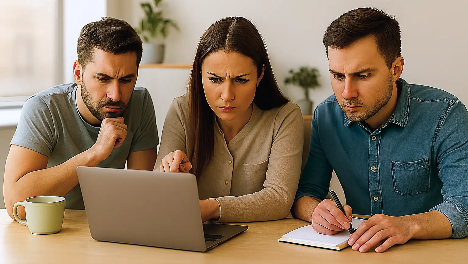 Diskusija o izbegavanju grešaka u izradi veb sajta, tim u radu na laptopu