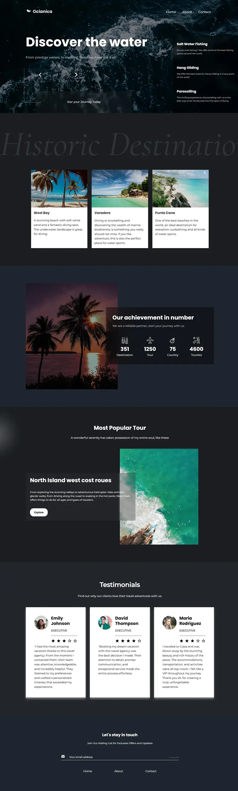 Početna stranica turističke agencije - portfolio projekat